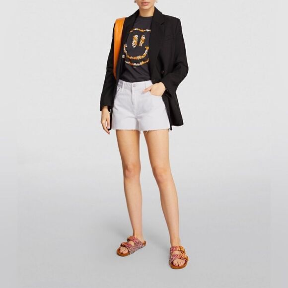 NEW Frame Le Grand Garcon Raw Hem Denim Short White Sz 34 - Picture 5 of 15